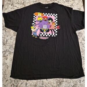Power Puff Girls Shirt Adult Size XXL Black Graphic Tee Cartoon Network